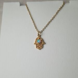 Gold Tone Hamsa Necklace